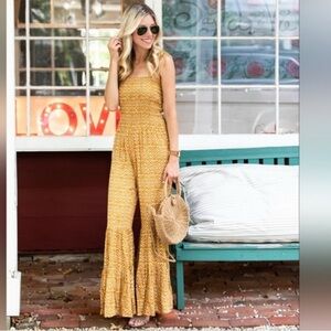 Storia Yellow Floral Jumpsuit ( bell bottoms )
